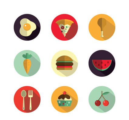 9 deliciosa comida icono vectorial