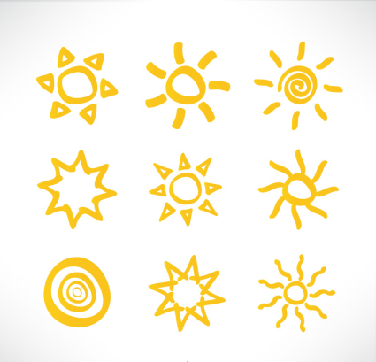 9 dom icono material de vectores pintado a mano