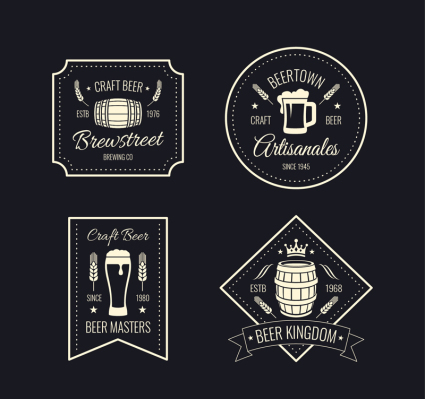 4 cerveza blanca material de la etiqueta vector