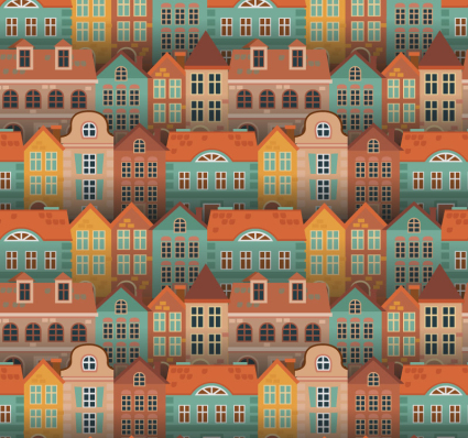 Edificios de colores de fondo sin fisuras vector de material