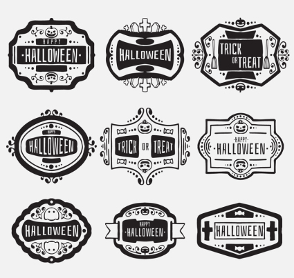 Material de la etiqueta vector de 9 Negro de Halloween