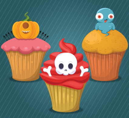 3 pastelitos de Halloween Vector