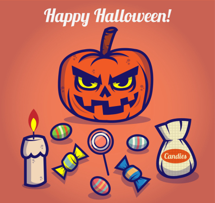 9 de dibujos animados de material de Halloween elemento vector