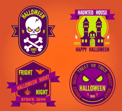 4 Terror de Halloween vector etiqueta
