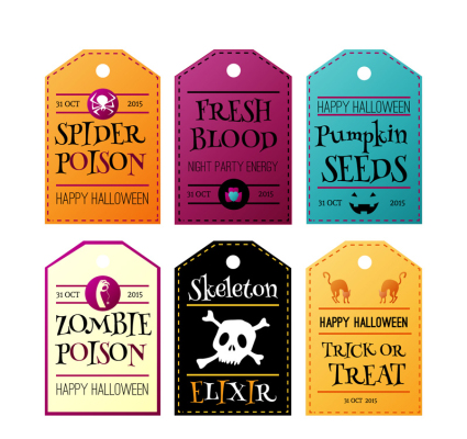 6 logo color del partido de Halloween vector