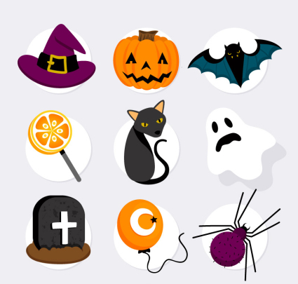 9 color del material de Halloween pegatinas elemento del vector