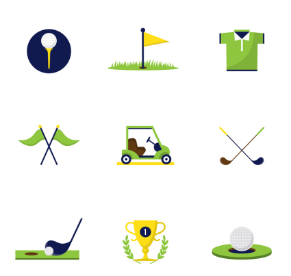 Golf 9 creativo icono material de vectores