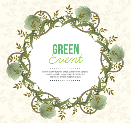 Ramita verde corona de vid fondo texto vector
