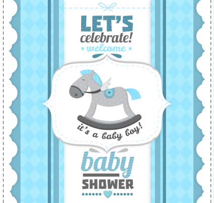 Beb谷 azul caballo fiesta de bienvenida cartel vector