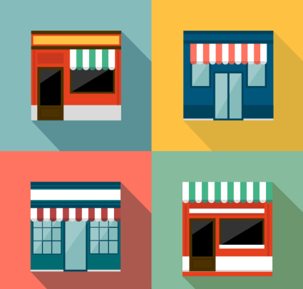 4 diseño plano vectorial tienda