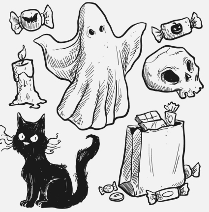 7 de pintado de material de vectores elemento de Halloween