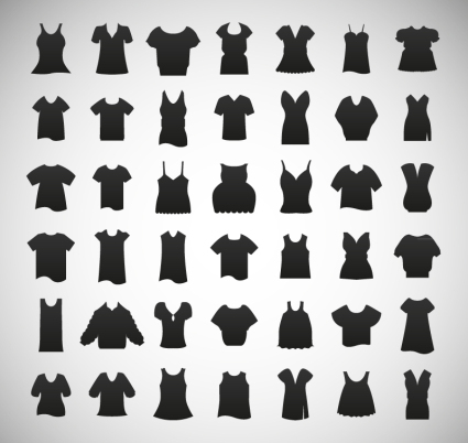 42 de ropa silueta icono material de vectores de la mujer