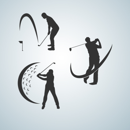 3 golfista silueta vector material