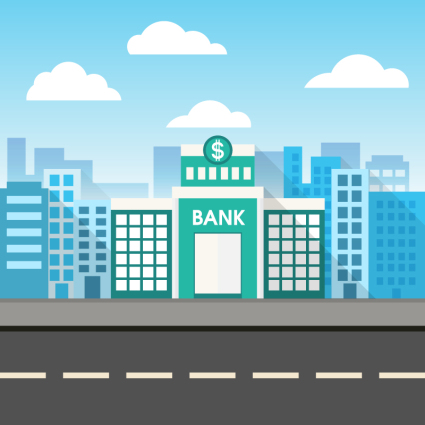 El Banco construyendo edificios Creative vector