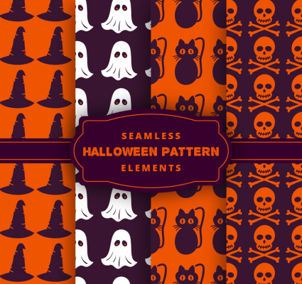 4 patr車n de Halloween de fondo sin fisuras del vector