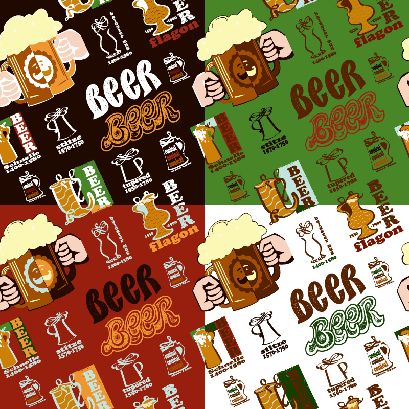 4 de fondo sin fisuras elemento vector de material Cerveza