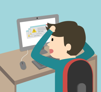 Vector ilustrador de dibujos animados de error de programa de ordenador de material
