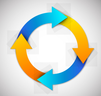 Color de flecha circular material de diseño vectorial