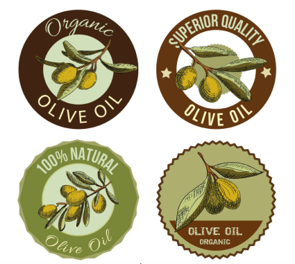 El aceite de oliva de material 4 retro vector de etiquetas