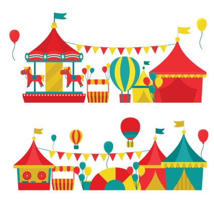 Grupo 2 de dibujos animados material de parque de atracciones de diseño vectorial