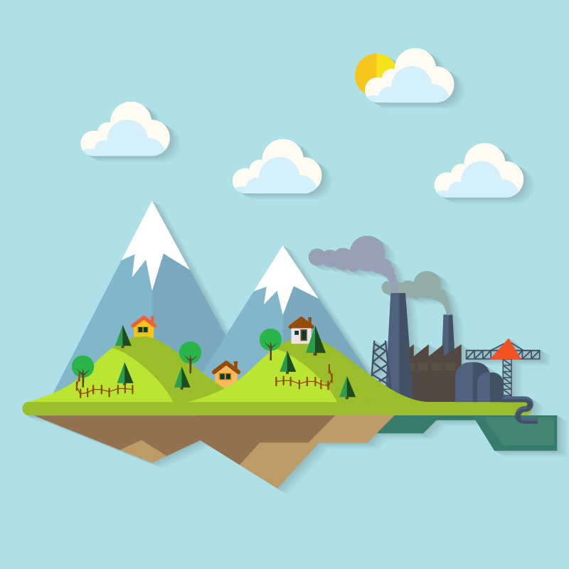 Creativo ilustrador montañosa f¨¢brica de material de vectores