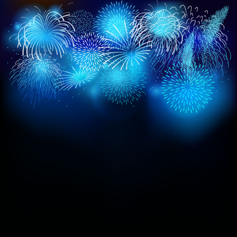 Fuegos artificiales azules material de vectores de fondo brillante