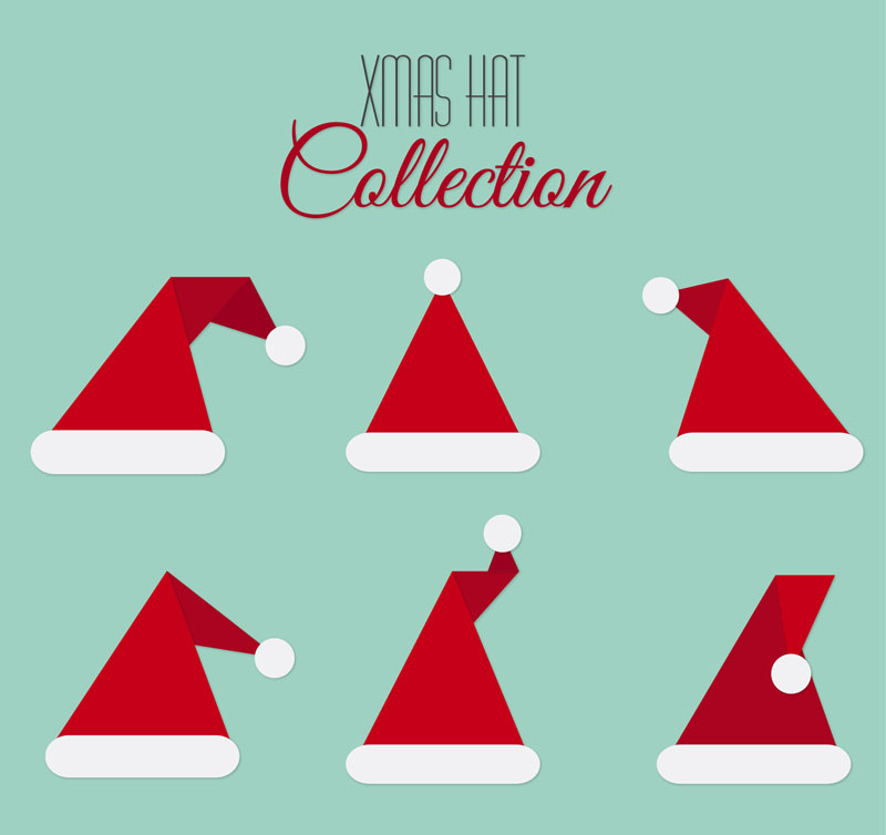 6 rojo sombrero de vectores diseño de la Navidad
