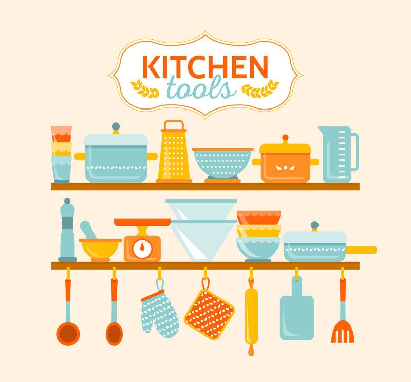 Material de vectores de color Cocina