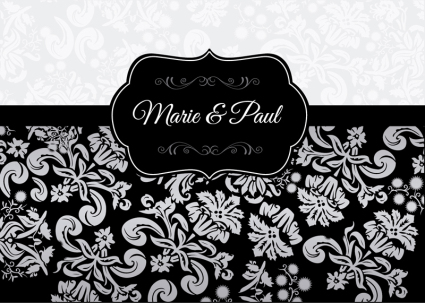 Patr車n de la tarjeta de material de vectores invitaci車n de la boda negro elegante