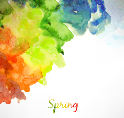 Material de vectores de fondo de tinta acuarela Primavera