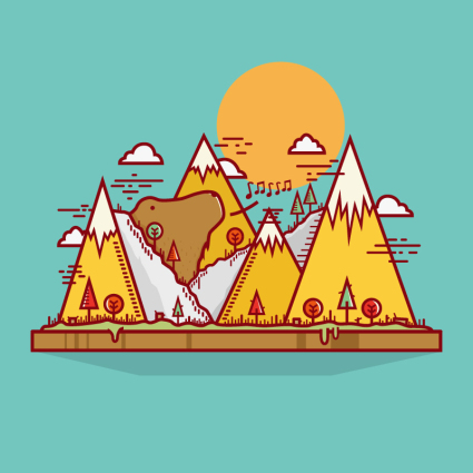 Oso creativo montaña ilustraci車n vectorial tutorial
