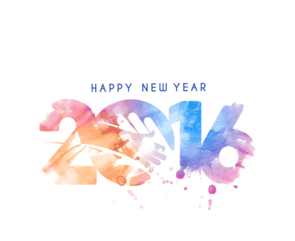 2016 año nuevo arte de la palabra vector de la acuarela