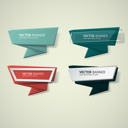 4 bandera de papel geom谷trica vectorial