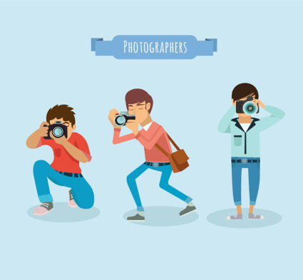 3 fot¨®grafos hombres Vectores de diseño