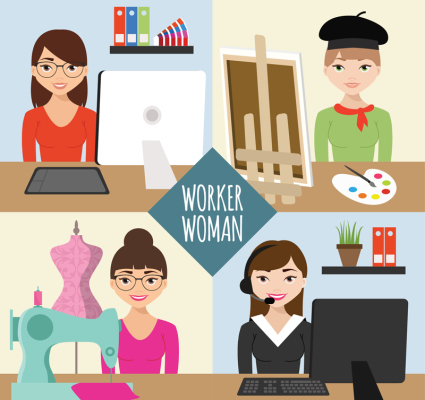 4 creativa mujer trabajo vectorial