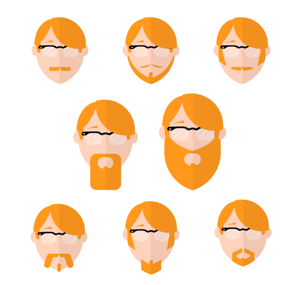 8 Fotos hombre Vector naranja pelo