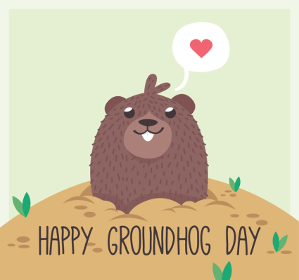 D赤a de la marmota tarjetas de felicitaci車n vector de material lindo