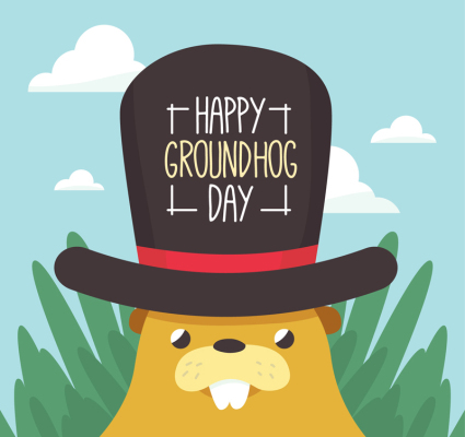 Divertidas del d赤a de la marmota tarjetas de felicitaci車n vector de material