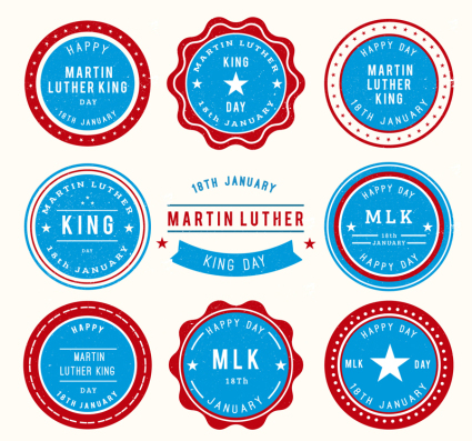 8 D¨ªa de Martin Luther King materiales insignia del vector