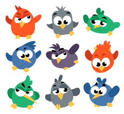 9 de dibujos animados vector material de aves patudo