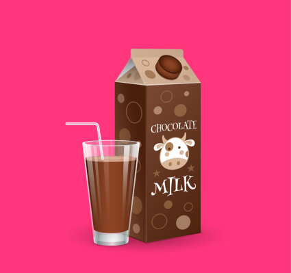 Delicioso chocolate con leche y gafas de material de vectores