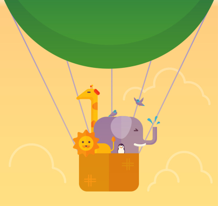 Animales de la historieta en globo de material de vectores