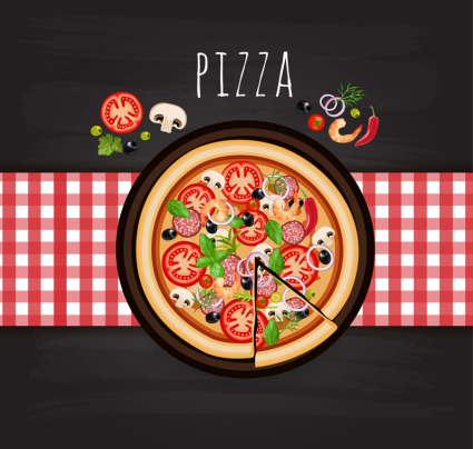 Italy Pizza vista en planta de material de vectores