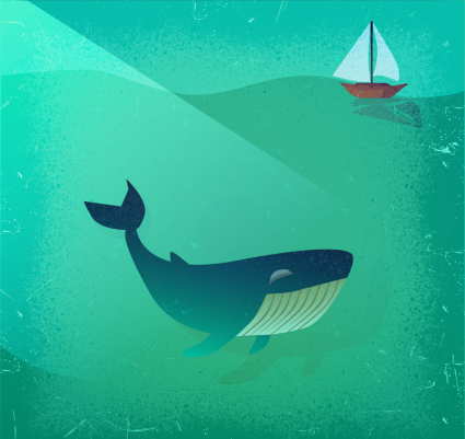 ballenas creativas y material de la vela del vector