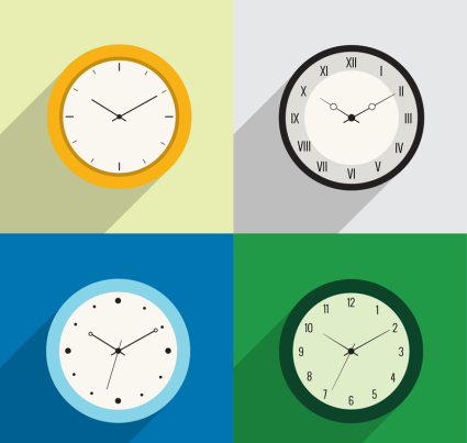 4 color del diseño del reloj del vector