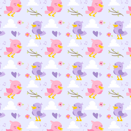 P¨¢jaros p¨²rpuras y p¨¢jaros de fondo sin fisuras vector de material de color rosa