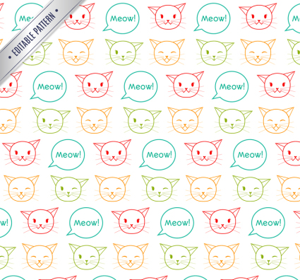 Imagen linda del gato de fondo sin fisuras del vector