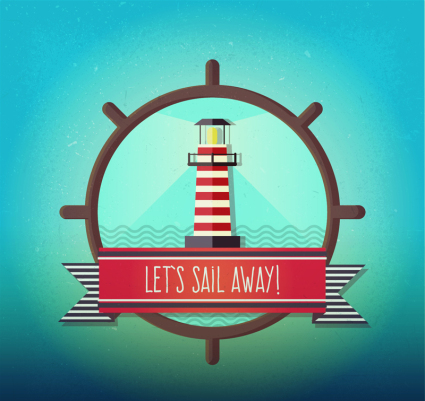 Faro de la vendimia de material ilustrador vectorial