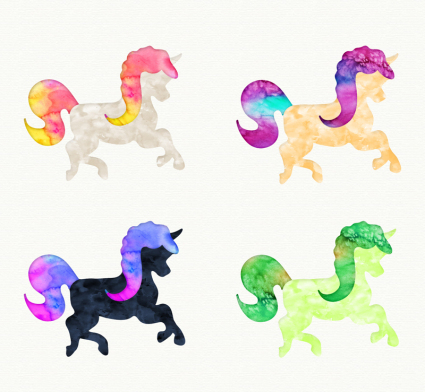 material de vectores 4 manchas de agua del unicornio