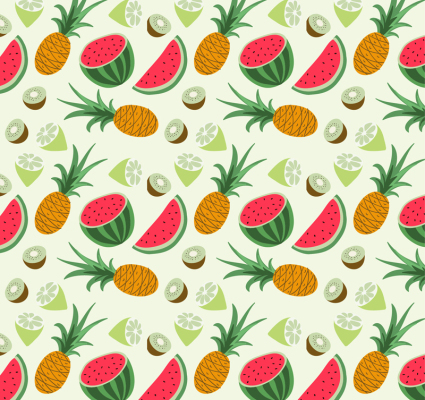 piña y sand¨ªa frutas tropicales de fondo sin fisuras vector de material